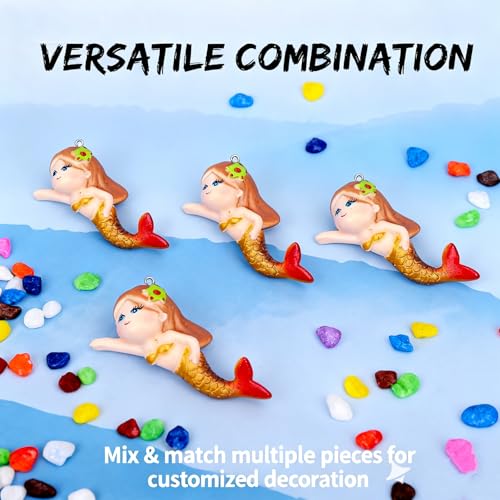 Handcrafted Polychromatic Floating Mermaid Aquarium Decor – PVC Resin Statue Ornament for Fish Tanks, Home Aquariums & Desktop Water Displays