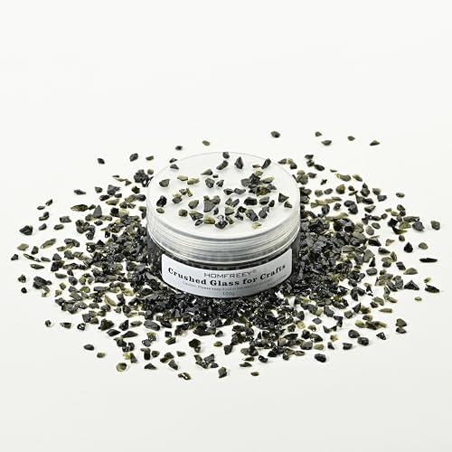 Black Green Blunt Crushed Sprinkles,for Crafts Jewelry Making and DIY Resin Molds Decoration Chips,2-4mm Glitter Colorful Clear Chunky Glass Shards,Broken Glass Crystals Sparkle.(100g) - color: Black green