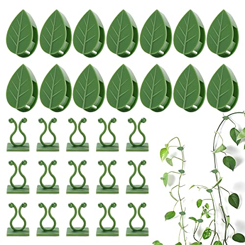 LUCKJUJU 100 Pcs Plant Climbing Wall Fixture Clips Self-Adhesive Hook Vines Traction Clips Invisible Holder Garden Green Leaf Simulation Self-Adhesive Hook Wire Fixing Supporting - color: 50Pcs+50Pcs