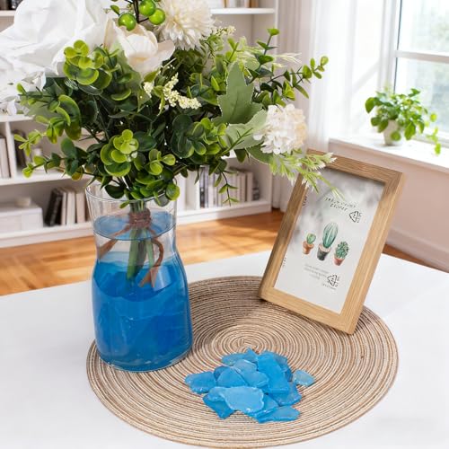 Keedolla Tumbled Sea Glass for Crafts - 10 OZ Sky Blue Seaglass Pieces Flat Frosted for DIY Art Crafts, Vase Filler, Beach Weddings, Aquarium and Home Decor - color: Sky Blue, size: 10 OZ / 0.63 LB