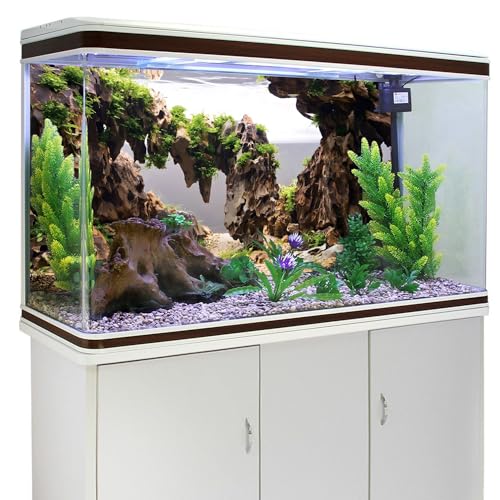 AWERT 24x12 inches Viewing Stone Fish Tank Background Aquatic Plant River Bed & Lake Aquarium Background Seaweed Aquarium Vinyl Background - size: 24x12in/60x30cm