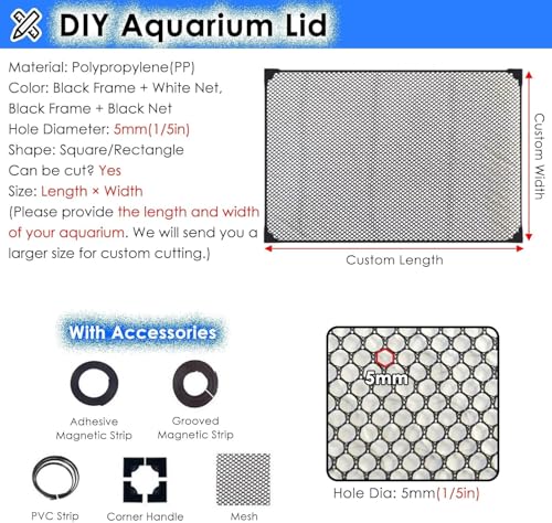 Aquarium Anti-Jump Cover， Terrarium Ventilation Opening Hood Avoid Cat Catching Fish Front/Side Mount(L20xW20cm(7.9x7.9in)) - size: L20xW20cm(7.9x7.9in)