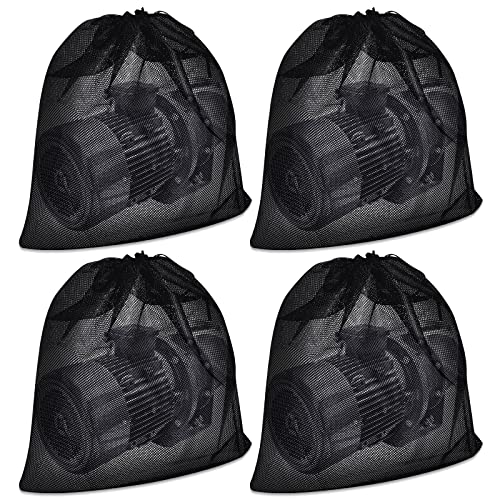Windyun 4 Pcs 24 x 24 Inch Pump Barrier Bag, Large Pond Pump Filter Bags, Black Nylon Mesh Pond Filter Media with Drawstring for Aquarium Filtration Biological Outdoor Swimming Pool