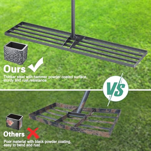 Lawn Leveling Rake 45"x10", Heavy Duty Rakes for Lawns with Anti-Rust Coating & Adjustable Handle, Effort-Saving Lawn Leveler for Yard Garden Farm Golf Course Lawn Care