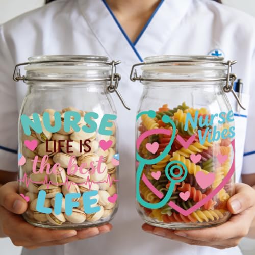 Peacoblue 18 Sheets Rub on Transfers for Crafts, Nurses' Day Text 3.6"x3.9" UV DTF Cup Wraps Waterproof Cold Transfers Stickers for Wood Glass Metal Cup Tumblers Mirrors Mugs Home Decor - style: Nurses' Day Text