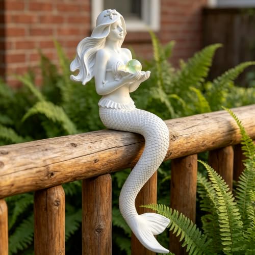 Teaeeno Unique Mermaid Fish Tank Decorations, Mermaid Statue Decor House Ornament Kit, Aquarium Decor, Charming Mermaid Decor Statue, Resin Aquarium Décor Thematic Ornaments (White) - color: White