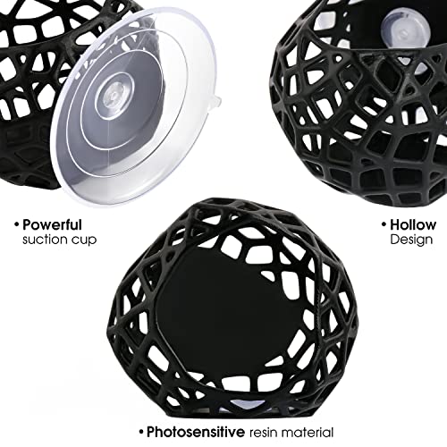 Aquarium Plant Holder with Suction Cups - Hanging Planter for Aquatic Plants, Fish Tank Decoration & Cultivation Tool (Black)