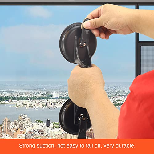 2 Pack Suction Cups Heavy Duty Aluminum Vacuum Plate Handle Glass Holder Hooks to Lift Large Glass/Tile Lifter/Moving Glass/Pad for Lifting/Dent Puller - color: 2 Pack Double Plate-Black