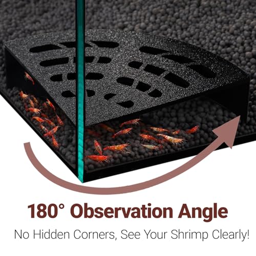 Shrimp Cave 2-Pack – Space-Saving Fan-Shaped Aquarium Cave Decor with 180° Wide-View Design, Compact Fish Tank Accessories for Cherry/Dwarf Shrimp (Black)