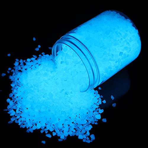 Shiny Stone Glow in The Dark Aquarium Neon Gravel Sand, Decorative Rocks for Fish Tank and Fairy Garden, Home Dec,305g/0.67lbs (3-5mm, Sky Blue) - color: Sky Blue, size: 3-5mm