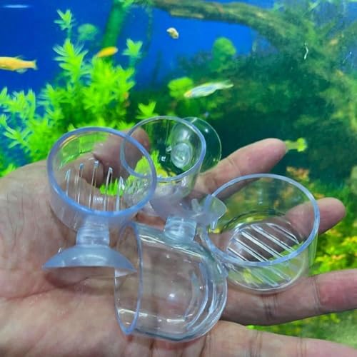2 Pcs Aquarium Plant Pot, Glass Fish Tank Plants Holder Aquarium, Decoration Plants Cup with Suction Cups for Fish Tank Plants Aquatic, Planters and Container Accessories