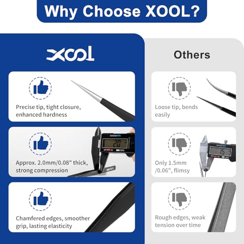 XOOL 10 PCS ESD Precision Tweezers Set, Anti-Static Stainless Steel Tweezers Kit for Electronics, Soldering, Craft, Jewelry, Model Building, Beauty - size: ESD Tweezers 10 PCS