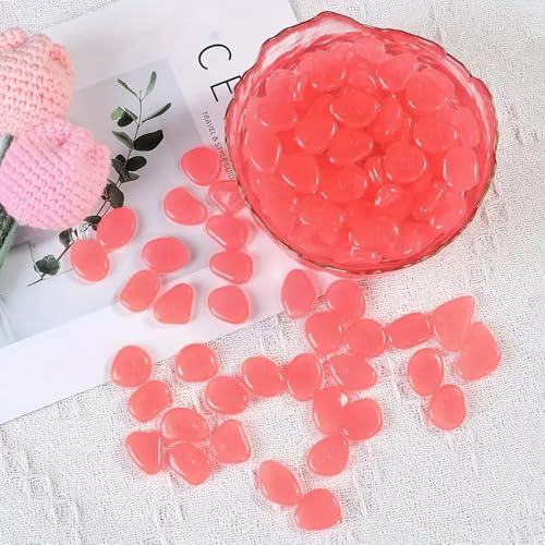Glow in The Dark Rocks Pebbles - 100pcs Fish Tank Aquarium Decoration Stones Small Luminous Pebbles for Lawn Patio Garden Indoor Outdoor Vase Decor and DIY Ideas, Powered by Light or Solar, Pink - color: Pink, size: 100pcs