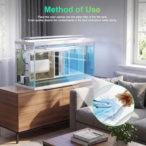 Aquarium Filter Sheets for Water Filtration, Universal Fit for Most Standard Filters, Helps Reduce Cloudiness and Yellow/Green Tint, Safe for Freshwater and Saltwater Tanks (50)