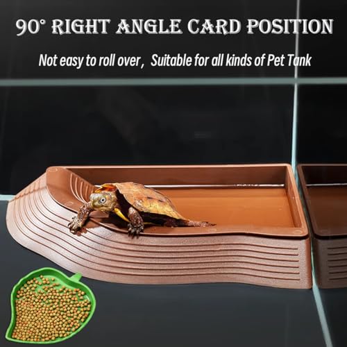 4 Pcs Turtle Water Trays with Ramp,Leaf Tortoise Food Water Bowl with Tweezers,Reptile Turtle Habitat,Tortoise Bath Bowl,Turtles Habitat Accessories,Waters Dish for Reptile Tank,for Indoor Aquariums