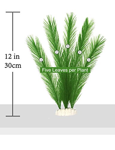 Aquarium Decorations 3Pcs Fish Tank Artificial Green Water Plants Made of Silk Fabrics Plastic - color: 11" * 3 Pcs, Green