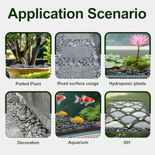 40 lbs Rocks for Outdoor Landscaping, 2"-3" Aquarium Rocks for Fish Tank, Natural Decorative Garden Stone for Plants, Flower Pots, Vase, Walkways, Yard - color: Black, size: 40 lbs, 2-3 Inch