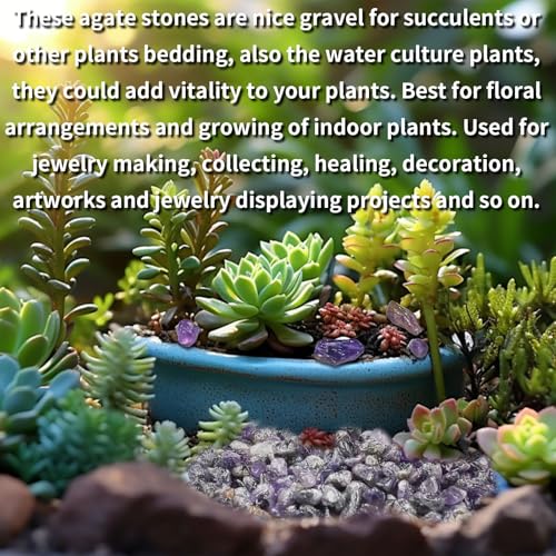 0.45 LB Polished Agate Stones Natural Decorative Rocks for Outdoor Decoration Home Decoration Fish Tank Vase Filler DIY Handmade Bamboo Succulents Cactus (Dreamy Purple) - color: Dreamy Purple