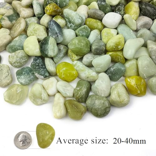 10LB Jade Pebbles for Landscaping, 0.7-1.2 Inch Natural Decorative Stones, Polished River Rocks for Succulent,Planters, Landscaping, Vase, Flowerpot, Indoor Plants and Outdoor Garden Decoration - size: 10LB, style: Jade