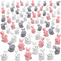 Marsui 100 Pcs Bunny Miniatures Figurines Rabbit Miniature Accessories Easter Garden Landscape Garden Bunny for Easter Accessories Dollhouses Decoration(Funny Rabbit)