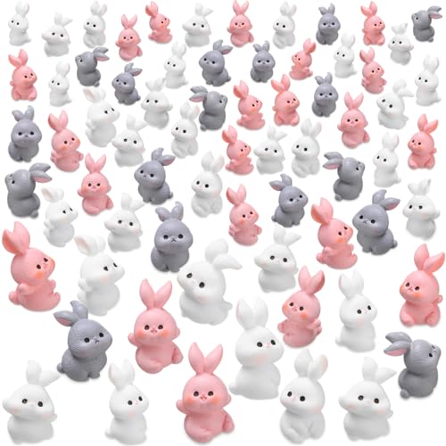 Marsui 100 Pcs Bunny Miniatures Figurines Rabbit Miniature Accessories Easter Garden Landscape Garden Bunny for Easter Accessories Dollhouses Decoration(Funny Rabbit)