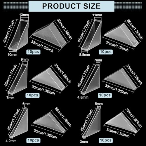 BENECREAT 60Pcs 6 Sizes Triangle Protector Translucent White Plastic Corner Guards Covers Proofing Edge Protector for Picture Frame Mirror Ceramic Glass Transparent Protection - color: White