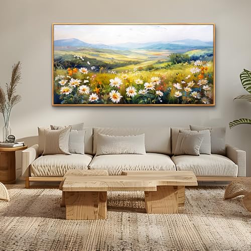ZUITINGHUA Wood Framed Canvas Wall Art For Living Room Large Wall Decor For Office Bedroom Decoration Pastoral Scenery Pictures Flower Painting Artwork Room Wall Mural Aesthetic Home Decor 30x60 In - color: Pastoral Wood Framed 1, size: 60"L x 30"W