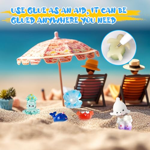 30 PCS Miniature Ocean Theme Mini Resin Ocean Animals Ocean Mini Figurines Resin Axolotl for DIY Fish Tank Accessories, Micro Landscape Aquarium