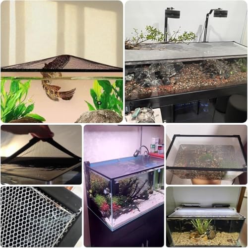 Aquarium Anti-Jump Cover， Square Terrarium Top Covers Anti-Fish Jump Net with Corner Handles(L40xW40cm) - size: L40xW40cm