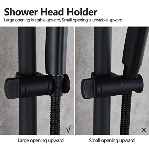 Tecmolog Hand Held Shower Head Holder Stainless Steel Height/Angle Adjustable 25 mm Shower Slide Bar Bracket Holder Black, ST35B - color: Black
