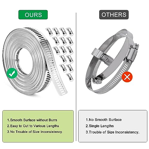 Hose Clamps, DIY 36 FT Metal Strap + 15 Fasteners, Hose Clamps Stainless Steel, Large Adjustable Hose Clamp Pipe Clamp for Pipe Automotive Mechanical Applications - size: 36 FT Metal Strap + 15 Fasteners