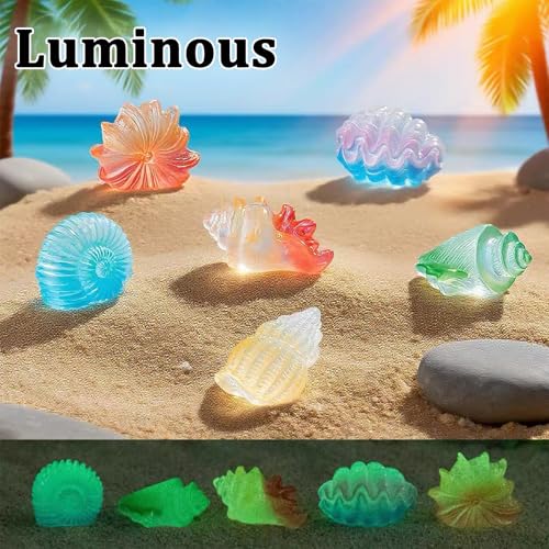 MIUPOO Glow Conch,Betta Stones,Glow in The Dark Crystal,Bonsai Decor,Chips Stone Small Decorative,Fish Tank Decor,6 Colors,12 Pieces. - color: Colorful