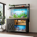 4ever2buy 55-75 Gallon Fish Tank Stand with Power Outlet, Led Light, Heavy Duty Aquarium Stand with Cabinet for Fish Tank Accessories Storage, Shelf, for Turtle Tank, Reptile Terrarium, 1100 LBS, Gray