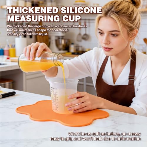 Silicone Measuring Cups 4-Pack Set, (1/2, 1, 2, 4 Cup) Reusable Silicone Cup for Prepping Cooking Baking Supplies, Melting Butter Chocolate 125ml 250ml 500ml 1000ml Dishwasher Microwave Safe - color: 125ml+250ml+500ml+1000ml
