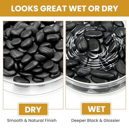 Polished Black River Rocks - 5/8 Inch Decorative Stones for Aquarium, Landscaping, Vase Fillers & Indoor Plants,Highly Polished Jet Black Pebbles for Garden, Succulents, Home Decor-12LB - size: 12lb, style: black