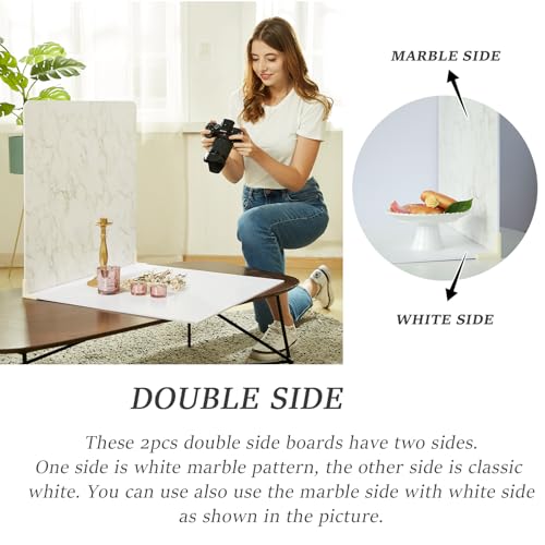 2 PCS Boards Photo Backdrop 2 Marbles Texture for Flat Lay, Food Photography Background 24x24 Inch, BEIYANG (Marble+Marble) … - color: Marble + Marble 24x24