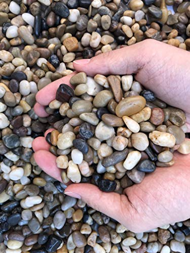 Voulosimi 18 LBS River Rock Stones, Natural Decorative Polished Mixed Pebbles Gravel,Outdoor Decorative Stones for Plant Aquariums, Landscaping, Vase Fillers - size: 18 LB