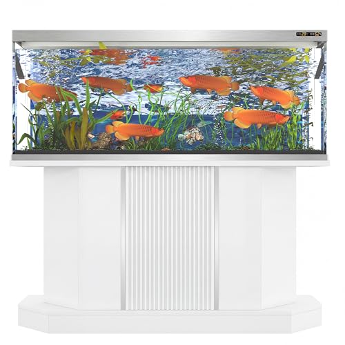 JIJIWANG 55-75 Gallon Fish Tank Stand with 4AC 2USB Outlet, Heavy Duty Aquarium Cabinet, 880LBS Capacity for Turtle Tank Reptile Terrarium, White - color: White, size: 47.64"L x 14.17"W x 28.7"H