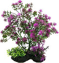 Penn-Plax Plastic Aquarium Decorative Plant - Bonsai Plant Purple Flowers - 7" - 8"
