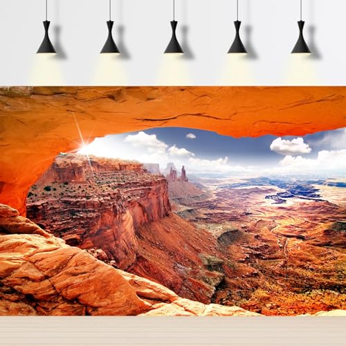 2 Packs Sunsert Rock Stone Formation Reptile Tank Background Orange Desert Gobi Clear Blue Sky Aquarium Background Beautiful Arches National Park Stone Cavern Landscape Fish Tank Backgrounds 36x18in
