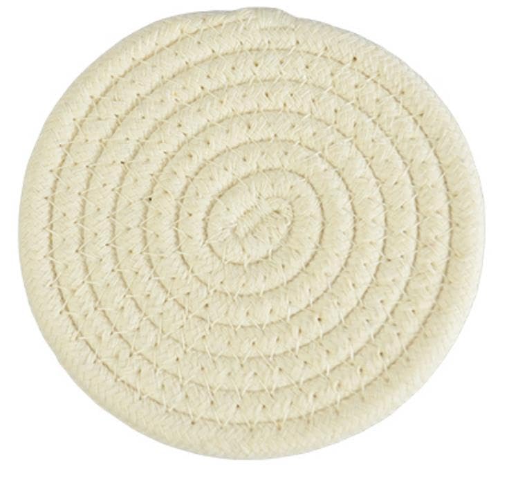 ABenkle 8 Pcs Drink Coasters with Holder, Cotton Woven Absorbent Coasters for Drinks, Minimalist Home Decor Coaster Set for Wooden Tabletop Protection Table, 4.3 inches - color: Off White, size: 8 Pcs