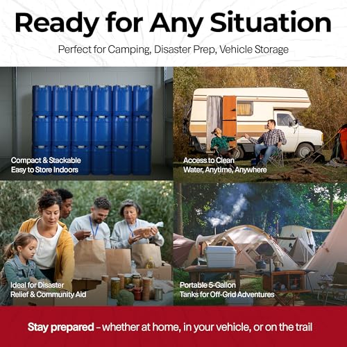 Legacy Food Storage Emergency Water Storage Containers, Long Term 5 Gallon Water Tank - 2 Stackable Food Grade Tanks Included, for Camping, Prepping, Survival - 10 Gallon Total Capacity - size: 2 Tanks (10 Gallons), style: Without Water Treatment