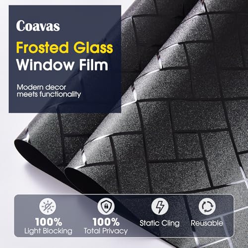 Coavas Total Blackout Window Privacy Film 100% Light Blocking & UV Protection, Static Cling Frosted Privacy Cover No Glue Heat Control Room Darkening Shade for Bedroom, Nursery, 23.6 x 78.7 inches - color: Blackout, size: 23.6 x 78.7 Inch