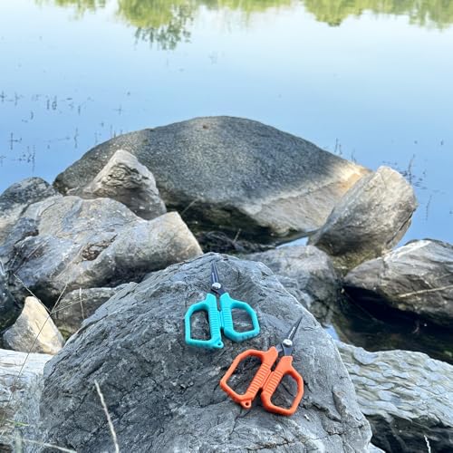 BasicGear Fishing Multi-Tool Scissors – Titanium-Coated, Stainless Steel, Multi-Tool Cutter with Hook Adjuster, Screwdriver, Bottle Opener, Sheath & Non-Slip Grip for Saltwater or Freshwater Use - color: 2pcs - 420 Stainless Steel