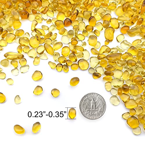 Keedolla Decorative Fish Tank Pebbles Marbles 0.93LB, Sea Glass Stones Beards Pebbles Gravel Rock for Fish Tank, Garden and Vase Fillers - Light Yellow - color: Light Yellow, size: 0.93 Pound
