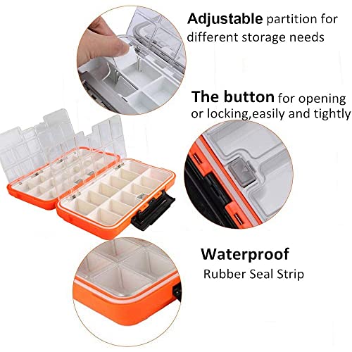 Goture Small Tackle Box, Waterproof Fishing Lure Boxes Tackle Box Bait Plastic Small Storage Case Accessories Containers Orange SMALL 6.3'' X 3.5'' X 1.7'' - color: Orange SMALL(Size: 6.3'' L X 3.5'' W X 1.7'' H)