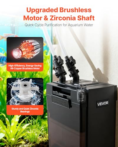 VEVOR 264GPH Canister Filter, 2-Stage External Aquarium Filter with Powerful Pump, Quite Water Circulation Cleaning Machine with Media for Fish Tanks and Aquariums Up to 75 Gallons, for Freshwater - size: 264GPH