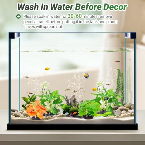 GOZILLA Fish Tank Plants, Reptile Artificial Plastic Plants, Reptile Plants for Terrarium, Aquarium Decorations Resin Pedestal Ornaments for Fish Tank Accessories Set.(4PCS/B-Set) - color: 4 Pcs/ B Set