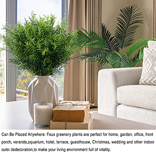 XLFAQXM Artificial Plants Flowers Grass Shrubs 8 Pack No Fade Faux Plastic Flowers Outdoor for Farmhouse Garden Porch Patio Indoor Wedding Decoration Greenery Fake Plants uv Resistant - color: 4#green