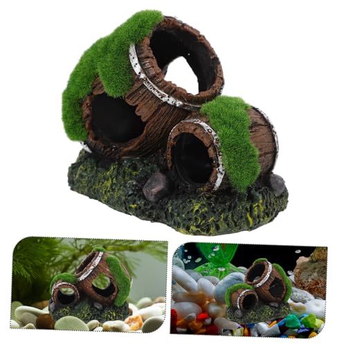 Happyyami Fish Tank Resin Decoration Aquarium Ornaments for Betta Fish Hideout Small Rustic Tank Accessories for Aquatic Environments